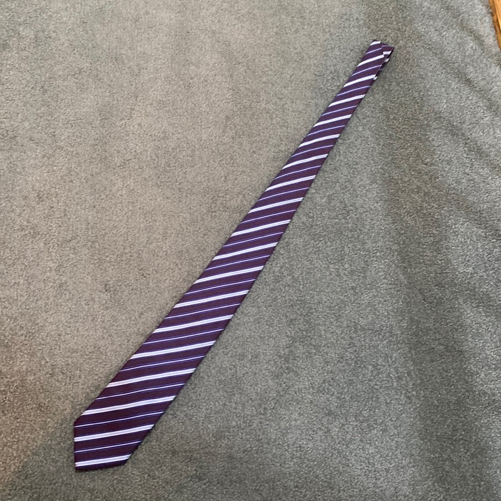 Boss tie - rich maroon silver with vivid blue pinstripe